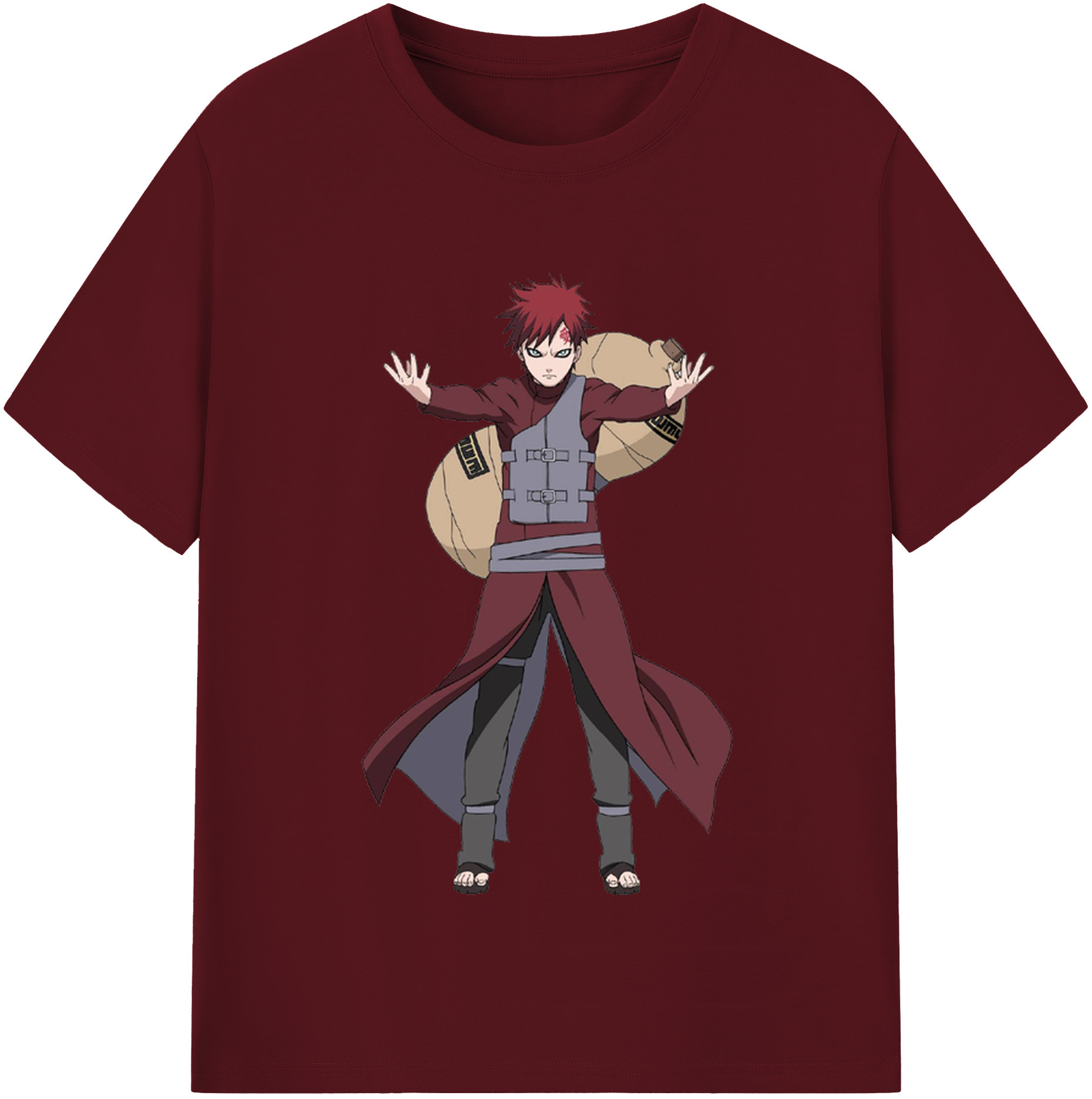 （画像用） NARUTO -ナルト- ガアラ Gaara 綿100％半袖Tシャツ（フロントプリント）